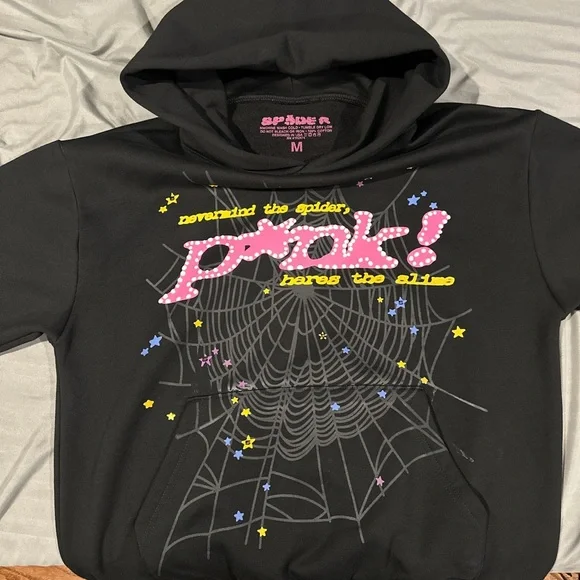 Shirts | Black Sp5der Hoodie Medium | Poshmark